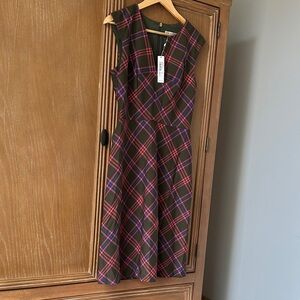 Trina Turk Multicolor Plaid Midi Dress